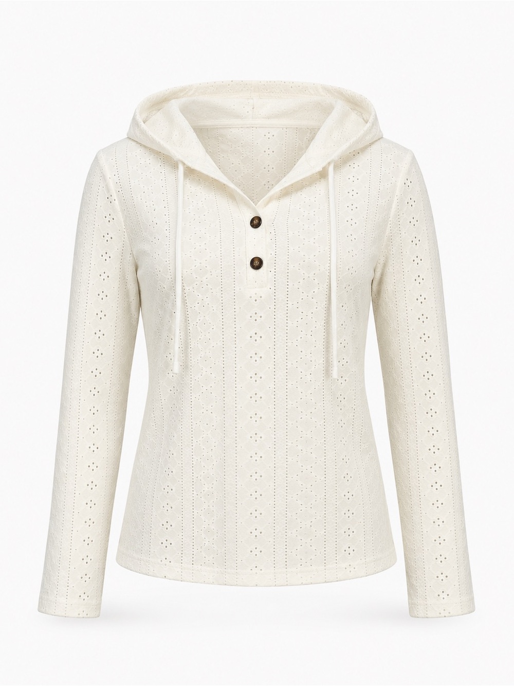 Flamingo White Eyelet Hooded Blouse – Excellent Condition